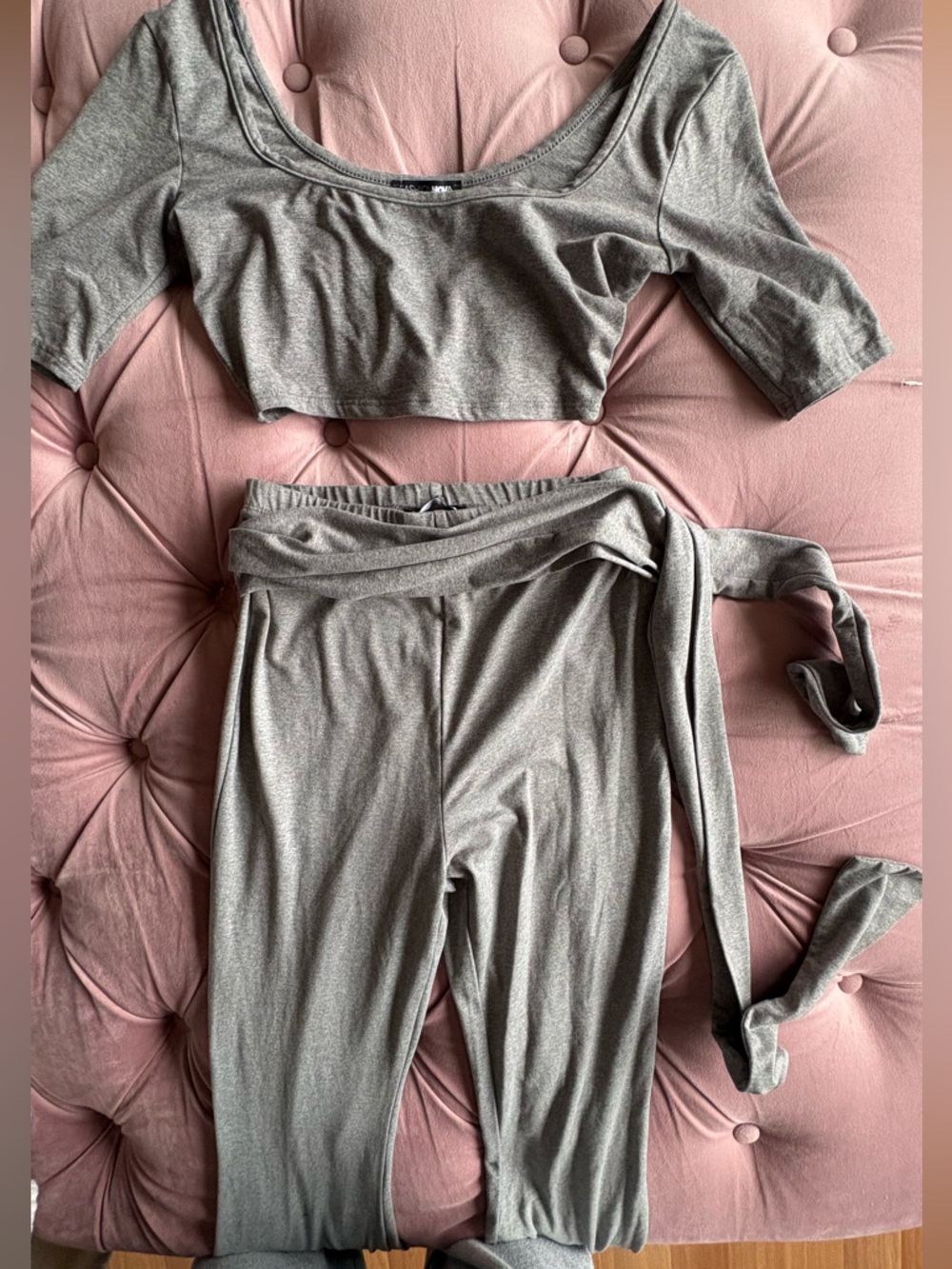Fashion Nova Gray Two-Piece Lounge Set